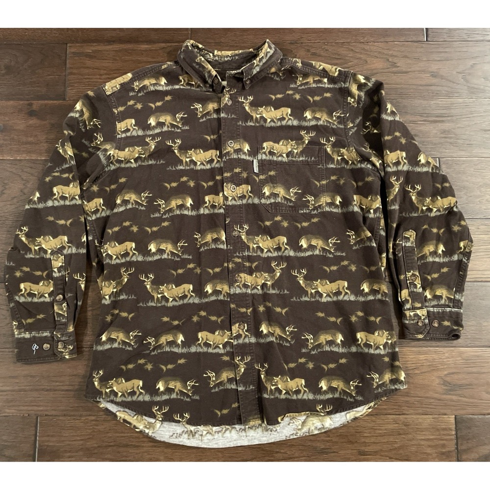 Vintage Woolrich Shirt Mens L Chamois‎ Flannel Deer Hunting Outdoor Camping